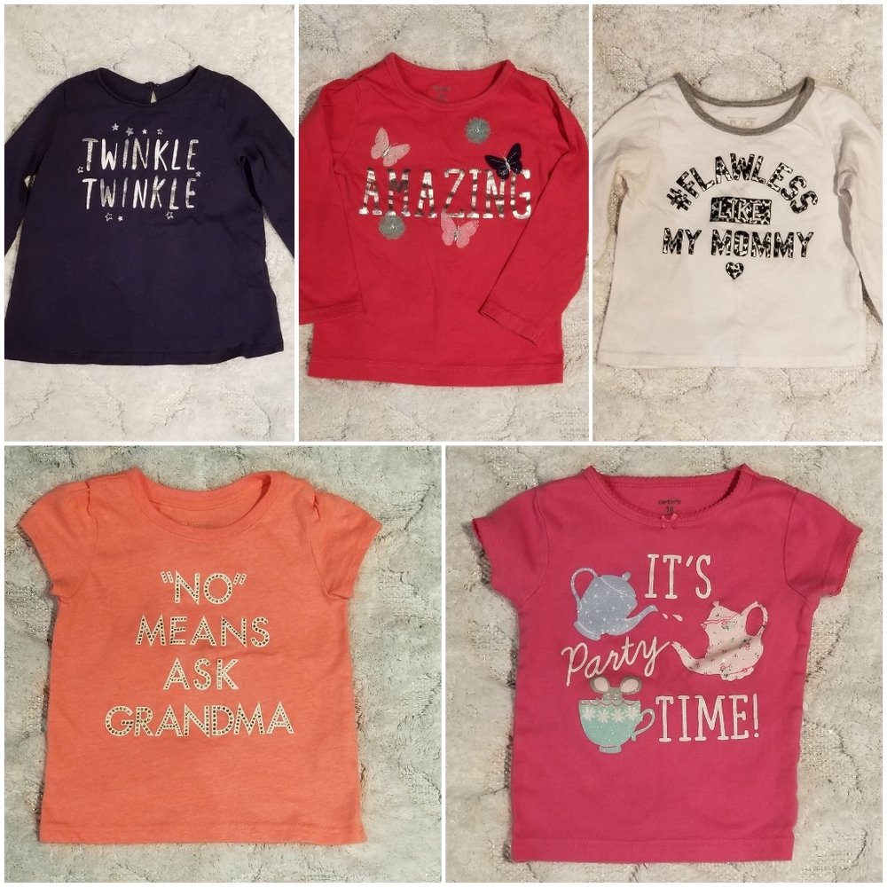 Toddler girls five (5) bundle graphic tshirts